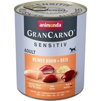 animonda GranCarno Sensitiv Nassfutter Hund Adult, Huhn und Reis 6x800 g