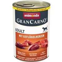 animonda GranCarno Original Nassfutter Hund Adult, Geflügelherzen 12x400 g