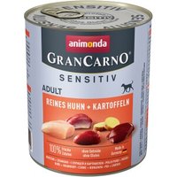 animonda GranCarno Sensitiv Nassfutter Hund Adult, Huhn und Kartoffel 6x800 g