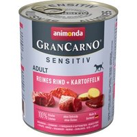 animonda GranCarno Sensitiv Nassfutter Hund Adult, Rind und Kartoffel 6x800 g