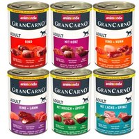 animonda GranCarno Original Nassfutter Hund Adult, Mixpaket 6x400 g Herzhafte Variation