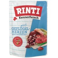 RINTI Kennerfleisch Nassfutter Hund, Adult, Pouch Geflügelherzen 10x400 g