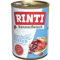 RINTI Kennerfleisch Nassfutter Hund, Adult, Dose, Geflügelherzen 24x400 g