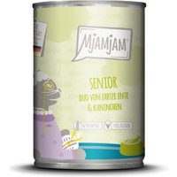 MjAMjAM Nassfutter Katze Senior, Duo von Ente & Kaninchen 6x400 g