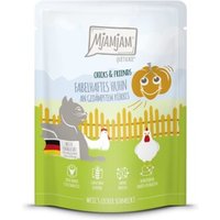 MjAMjAM Nassfutter Katze Adult, Quetschie Chicks & Friends, Huhn und Kürbis 6x300 g