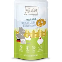 MjAMjAM Nassfutter Katze Adult, Quetschie Chicks & Friends, Huhn und Kürbis 12x125 g