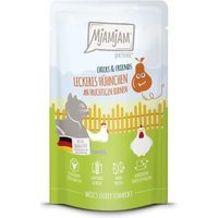 MjAMjAM Nassfutter Katze Adult, Quetschie Chicks & Friends, Huhn und Birne 12x125 g