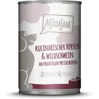 MjAMjAM Nassfutter Hund Adult kulinarischer Hirsch & Wildschwein an fruchtigen Preiselbeeren 6x400 g