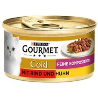 GOURMET Gold Feine Komposition 12x85g Rind und Huhn