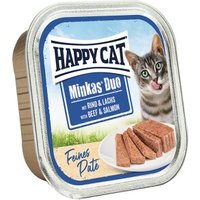 HAPPY CAT Minkas Duo Nassfutter Katze Adult, Rind & Lachs, Paté 16x100 g