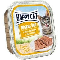 HAPPY CAT Minkas Duo Nassfutter Katze Adult, Rind & Kaninchen, Paté 16x100 g