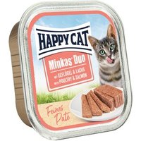 HAPPY CAT Minkas Duo Nassfutter Katze Adult, Geflügel & Lachs, Paté 16x100 g