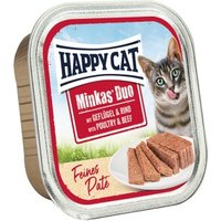HAPPY CAT Minkas Duo Nassfutter Katze Adult, Geflügel & Rind, Paté 16x100 g