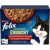 Felix Sensations Crunchy 10x85g + 40g Knusperstückchen Geschmacksvielfalt vom Land