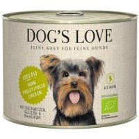 DOG'S LOVE Nassfutter Hund, Adult, Bio 6x200 g Huhn mit Buchweizen und Sellerie