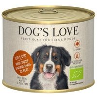 DOG'S LOVE Nassfutter Hund, Adult, Bio 6x200 g Rind mit Reis, Apfel und Zucchini