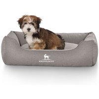 Knuffelwuff Hundebett Crispino aus Velours mit Handwebcharakter grau M-L