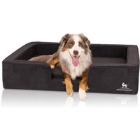 Knuffelwuff orthopädisches Hundebett mit Wendekissen aus Velours Bellamy schwarz M-L