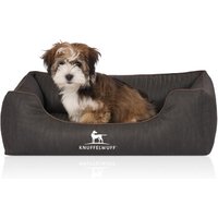 Knuffelwuff Orthopädisches Hundebett Tampa aus laser-gestepptem Kunstleder schwarz M-L
