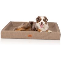 Knuffelwuff orthopädisches Hundebett Austin aus Kunstleder braun/ beige XXXL
