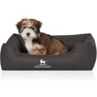 Knuffelwuff Orthopädisches Hundebett Rockland aus Kunstleder schwarz M-L
