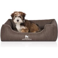 Knuffelwuff Orthopädisches Hundebett Tampa aus laser-gestepptem Kunstleder braun/ grau M-L