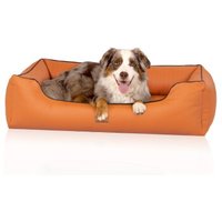 Knuffelwuff orthopädisches Hundebett aus Kunstleder Lovelock terracotta M-L