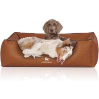 Knuffelwuff Hundebett Henderson aus marmoriertem Kunstleder terracotta XXL