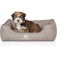 Knuffelwuff Orthopädisches Hundebett Tampa aus laser-gestepptem Kunstleder grau M-L
