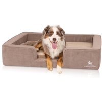 Knuffelwuff orthopädisches Hundebett mit Wendekissen aus Velours Bellamy braun M-L