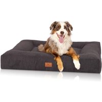 Knuffelwuff orthopädisches Hundebett aus Velours mit Handwebcharakter Sofia schwarz M-L