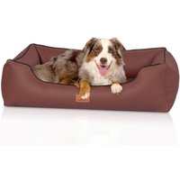 Knuffelwuff orthopädisches Hundebett Montana aus Kunstleder braun/ rot M-L