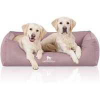 Knuffelwuff Orthopädisches Wasserabweisendes Hundebett Leon aus Velours mit Handwebcharakter hellrosa XXXL