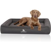 Knuffelwuff Orthopädisches Hundebett aus Velours mit Handwebcharakter Yukon anthrazit M-L