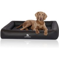 Knuffelwuff Orthopädisches Hundebett aus Laser gestepptem Kunstleder Hampstead schwarz XXXL