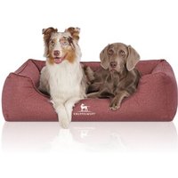 Knuffelwuff Orthopädisches Wasserabweisendes Hundebett Malou aus Velours mit Handwebcharakter rot XL