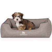 Knuffelwuff Orthopädisches Hundebett Columbia aus laser-gestepptem Kunstleder hellgrau M-L