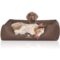 Knuffelwuff Orthopädisches Hundebett Chesapeake aus Laser gestepptem marmoriertem Kunstleder braun XL