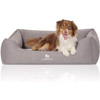 Knuffelwuff Orthopädisches Hundebett Leano aus Velours mit Handwebcharakter grau XL