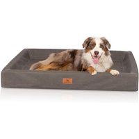 Knuffelwuff orthopädisches Hundebett Austin aus Kunstleder braun/ grau XXXL
