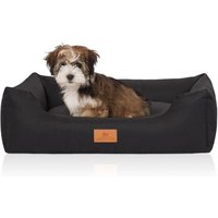 Knuffelwuff Hundebett Lotte aus Velours mit feinem Handwebcharakter schwarz M-L