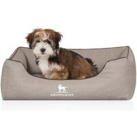 Knuffelwuff Orthopädisches Hundebett Rockland aus Kunstleder hellgrau M-L