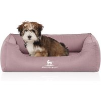 Knuffelwuff Orthopädisches Wasserabweisendes Hundebett Leon aus Velours mit Handwebcharakter hellrosa M-L