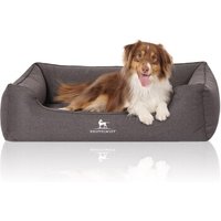 Knuffelwuff Orthopädisches Hundebett Leano aus Velours mit Handwebcharakter schwarz XXXL