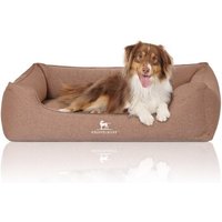 Knuffelwuff Orthopädisches Hundebett Leano aus Velours mit Handwebcharakter hellbraun XXXL