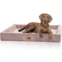 Knuffelwuff orthopädisches Hundebett aus Cord mit Handwebcharakter Santiago rosa XXL