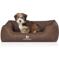 Knuffelwuff Orthopädisches Hundebett Columbia aus laser-gestepptem Kunstleder braun M-L