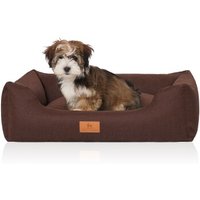 Knuffelwuff Hundebett Lotte aus Velours mit feinem Handwebcharakter braun M-L