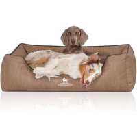 Knuffelwuff Orthopädisches Hundebett Tampa aus laser-gestepptem Kunstleder braun/ beige XL