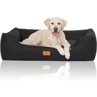 Knuffelwuff Hundebett Lotte aus Velours mit feinem Handwebcharakter schwarz XXL